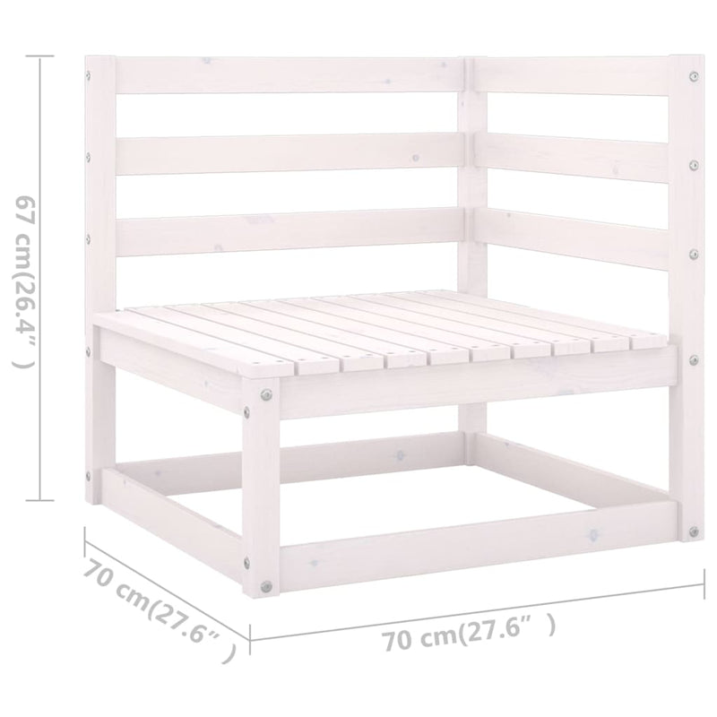 3 Piece Garden Lounge Set White Solid Pinewood