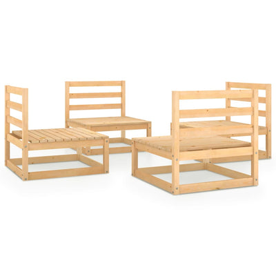 4 Piece Garden Lounge Set Solid Pinewood