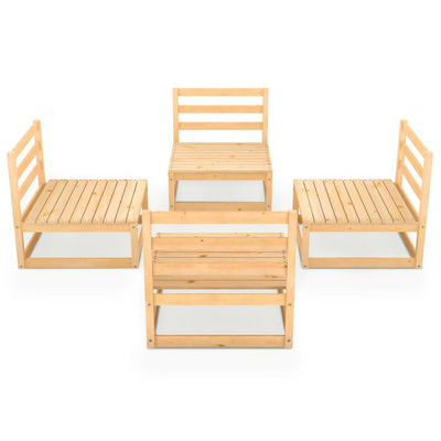 4 Piece Garden Lounge Set Solid Pinewood