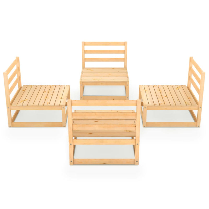 4 Piece Garden Lounge Set Solid Pinewood