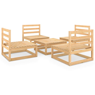 5 Piece Garden Lounge Set Solid Pinewood