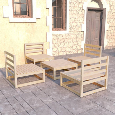 5 Piece Garden Lounge Set Solid Pinewood