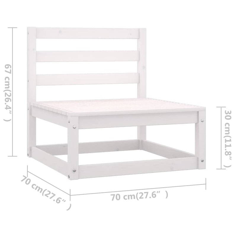 13 Piece Garden Lounge Set White Solid Pinewood