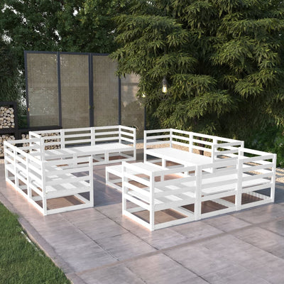 13 Piece Garden Lounge Set White Solid Pinewood