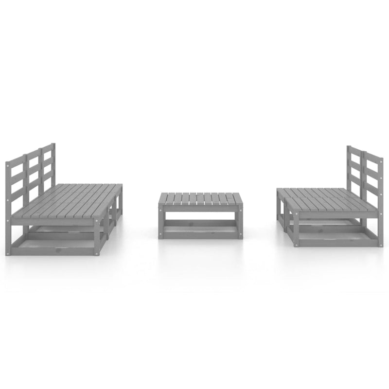 6 Piece Garden Lounge Set Grey Solid Pinewood