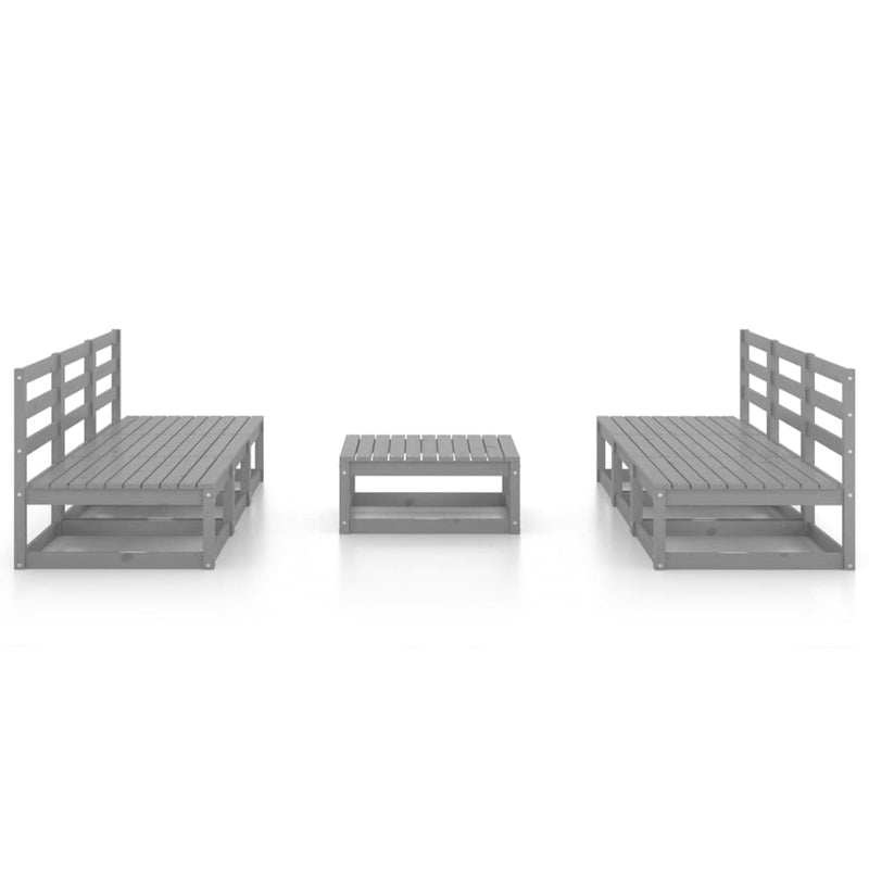 7 Piece Garden Lounge Set Grey Solid Pinewood