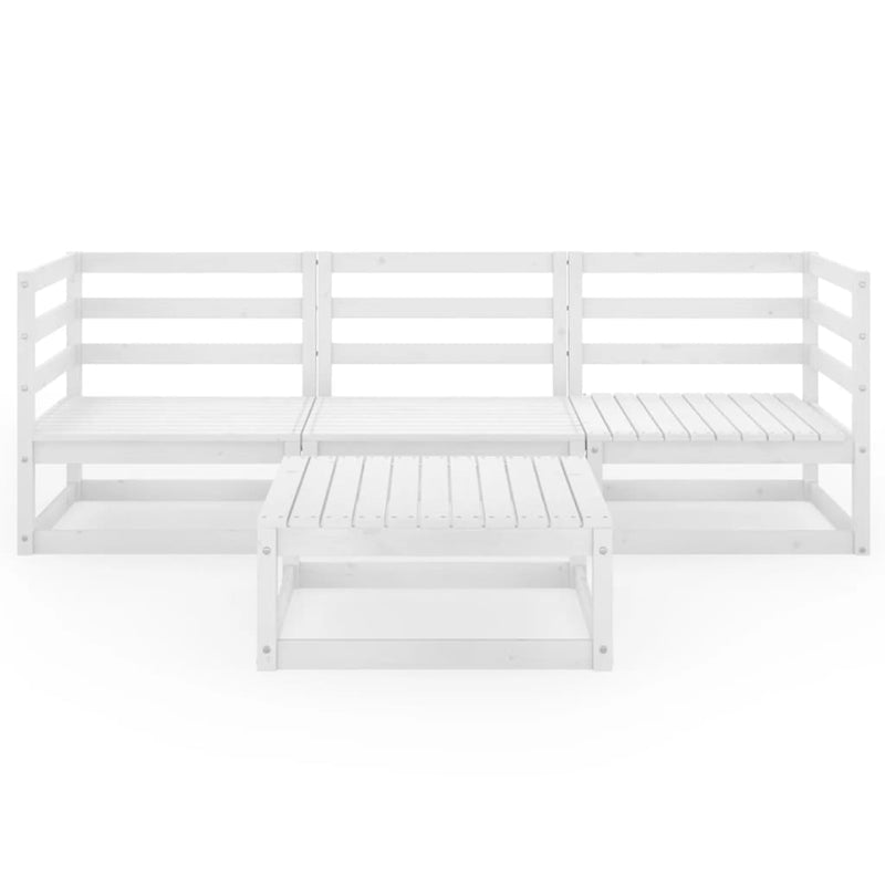 4 Piece Garden Lounge Set White Solid Pinewood