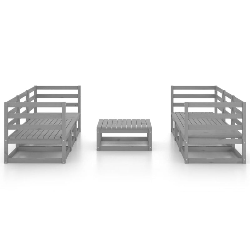 7 Piece Garden Lounge Set Grey Solid Pinewood