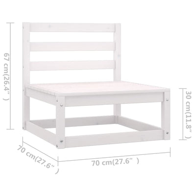 5 Piece Garden Lounge Set White Solid Pinewood