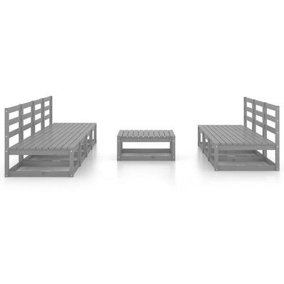 8 Piece Garden Lounge Set Grey Solid Pinewood