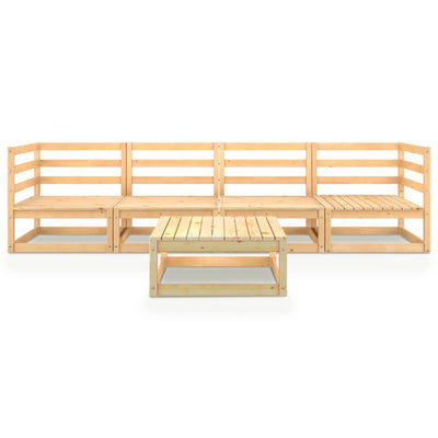 5 Piece Garden Lounge Set Solid Pinewood