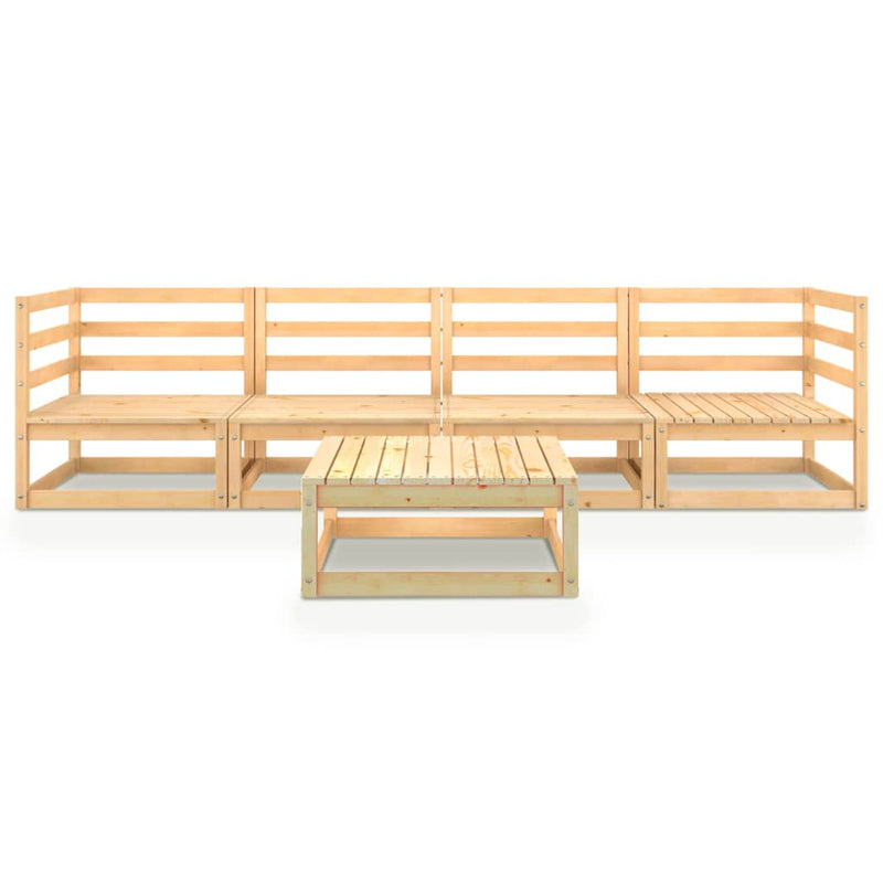 5 Piece Garden Lounge Set Solid Pinewood