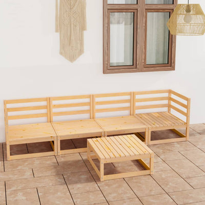 5 Piece Garden Lounge Set Solid Pinewood