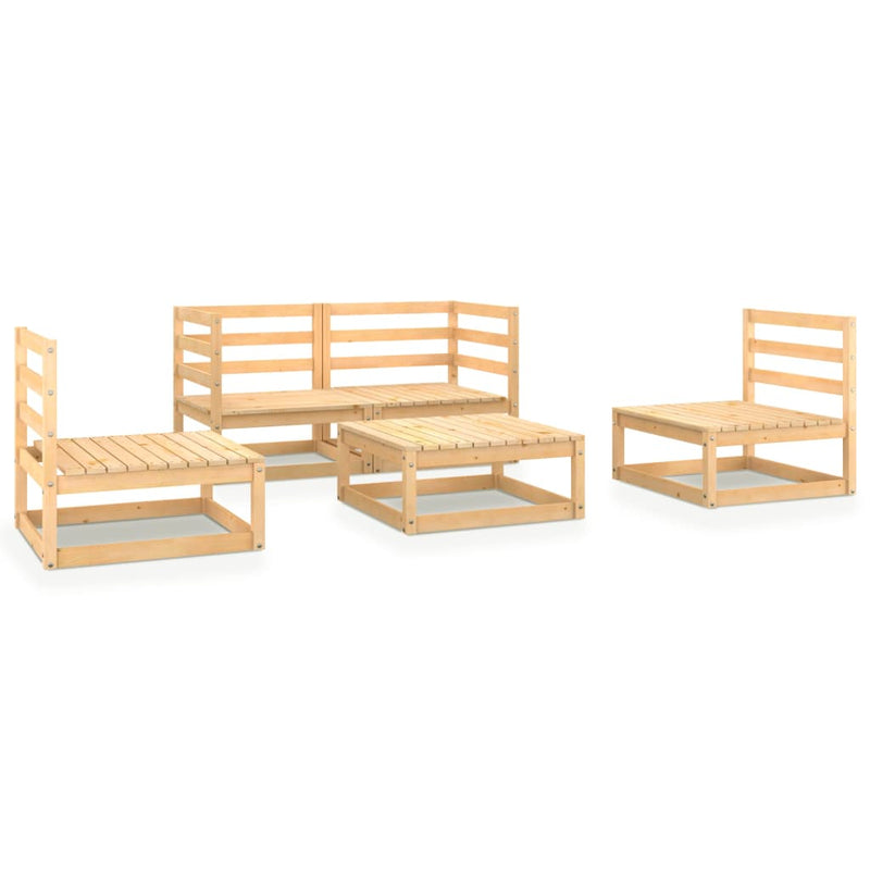 5 Piece Garden Lounge Set Solid Pinewood