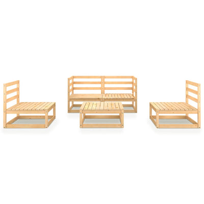 5 Piece Garden Lounge Set Solid Pinewood