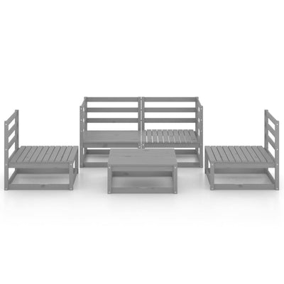 5 Piece Garden Lounge Set Grey Solid Pinewood