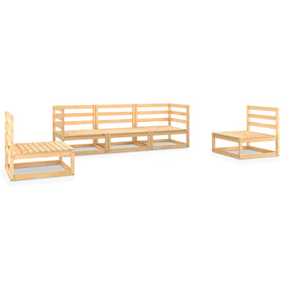 5 Piece Garden Lounge Set Solid Pinewood