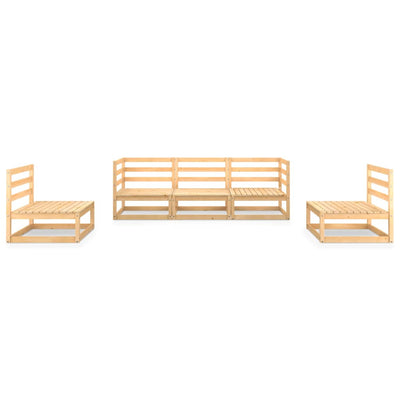 5 Piece Garden Lounge Set Solid Pinewood