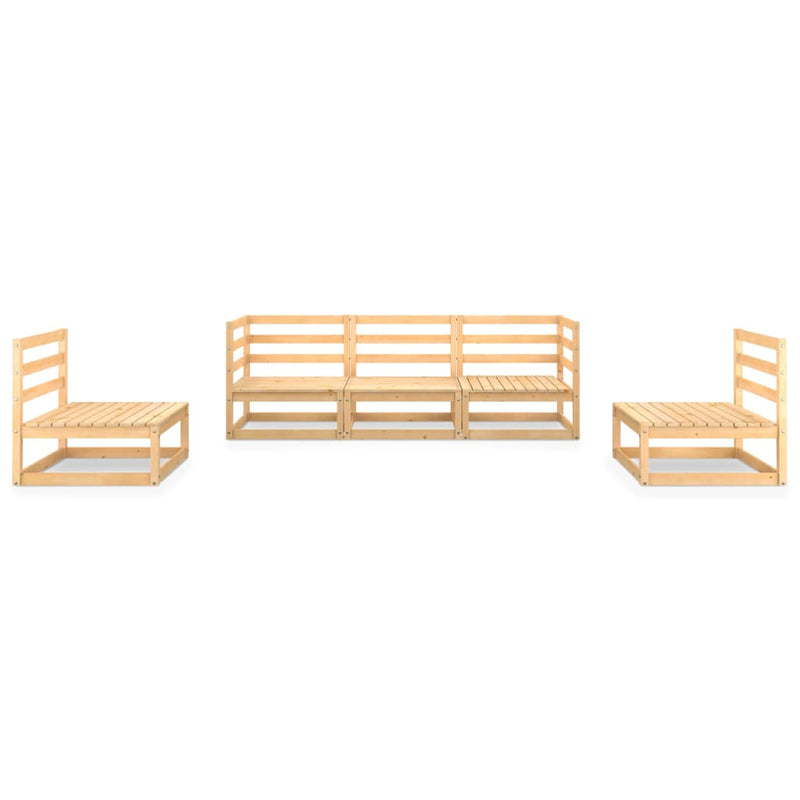 5 Piece Garden Lounge Set Solid Pinewood