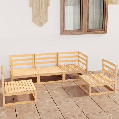 5 Piece Garden Lounge Set Solid Pinewood