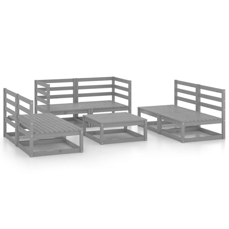 7 Piece Garden Lounge Set Grey Solid Pinewood