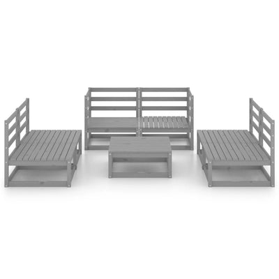 7 Piece Garden Lounge Set Grey Solid Pinewood