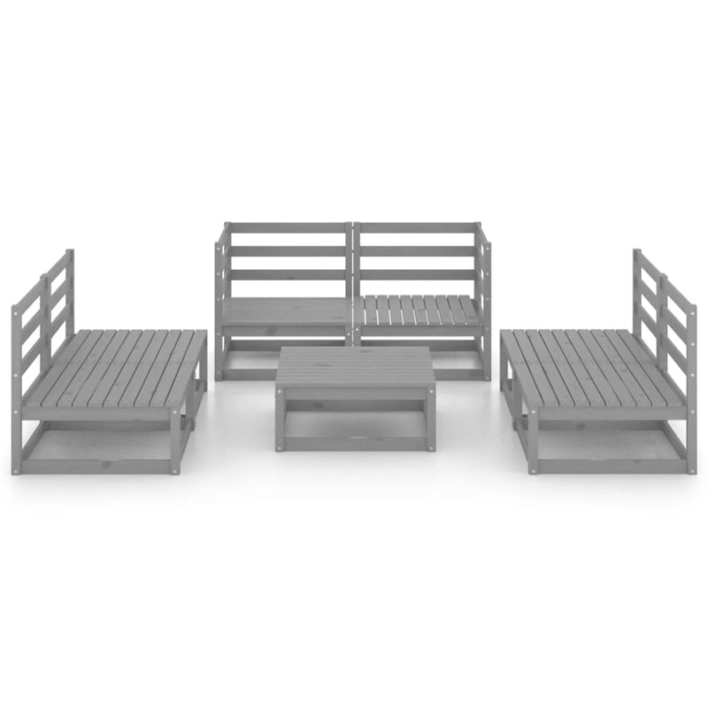 7 Piece Garden Lounge Set Grey Solid Pinewood