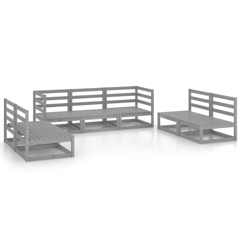 7 Piece Garden Lounge Set Grey Solid Pinewood