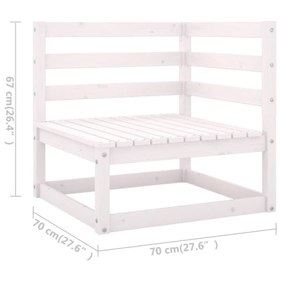 9 Piece Garden Lounge Set White Solid Pinewood