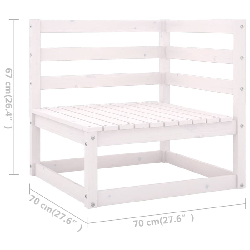 9 Piece Garden Lounge Set White Solid Pinewood