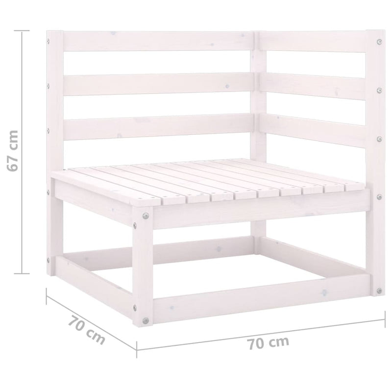 3 Piece Garden Lounge Set White Solid Wood Pine