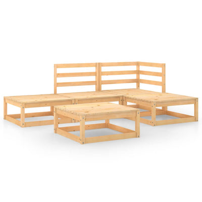 5 Piece Garden Lounge Set Solid Pinewood