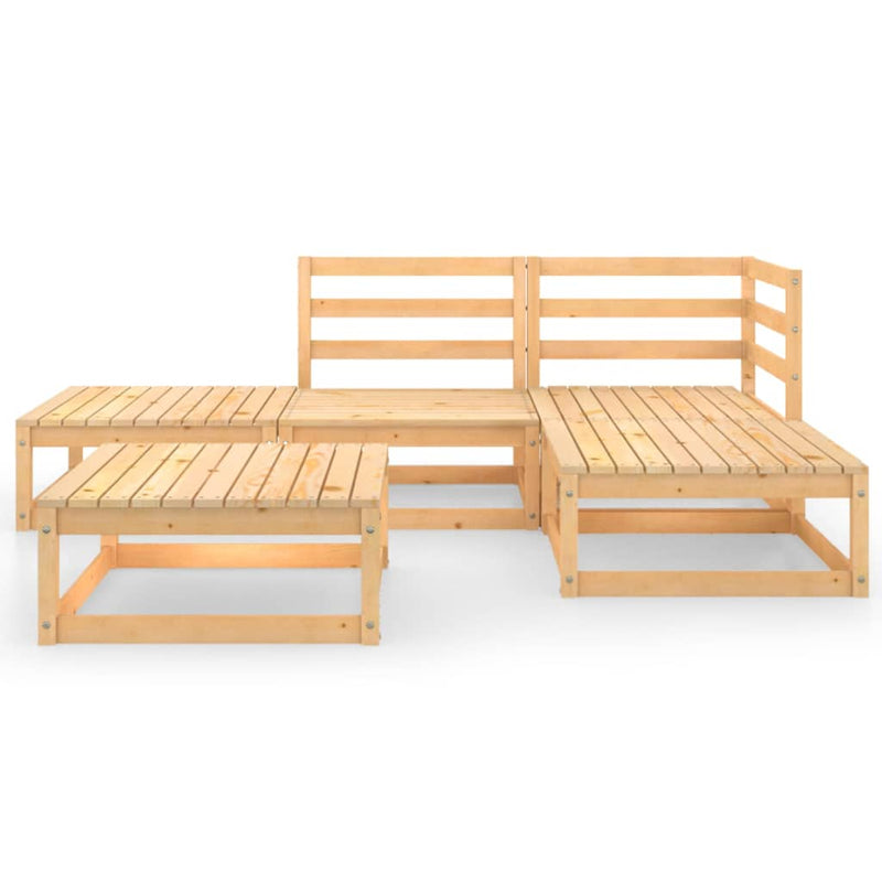 5 Piece Garden Lounge Set Solid Pinewood