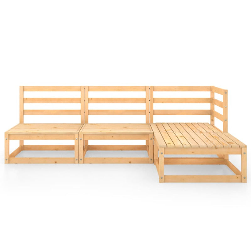 4 Piece Garden Lounge Set Solid Pinewood