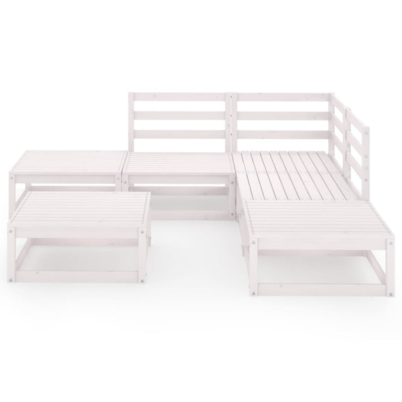 6 Piece Garden Lounge Set White Solid Pinewood