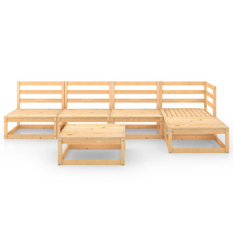 6 Piece Garden Lounge Set Solid Pinewood