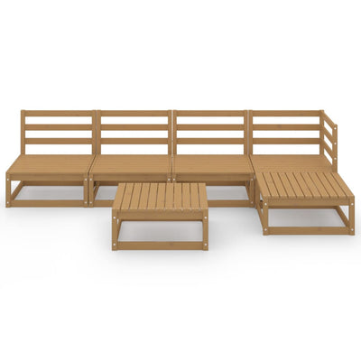 6 Piece Garden Lounge Set Honey Brown Solid Pinewood