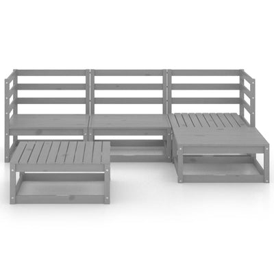 5 Piece Garden Lounge Set Grey Solid Pinewood