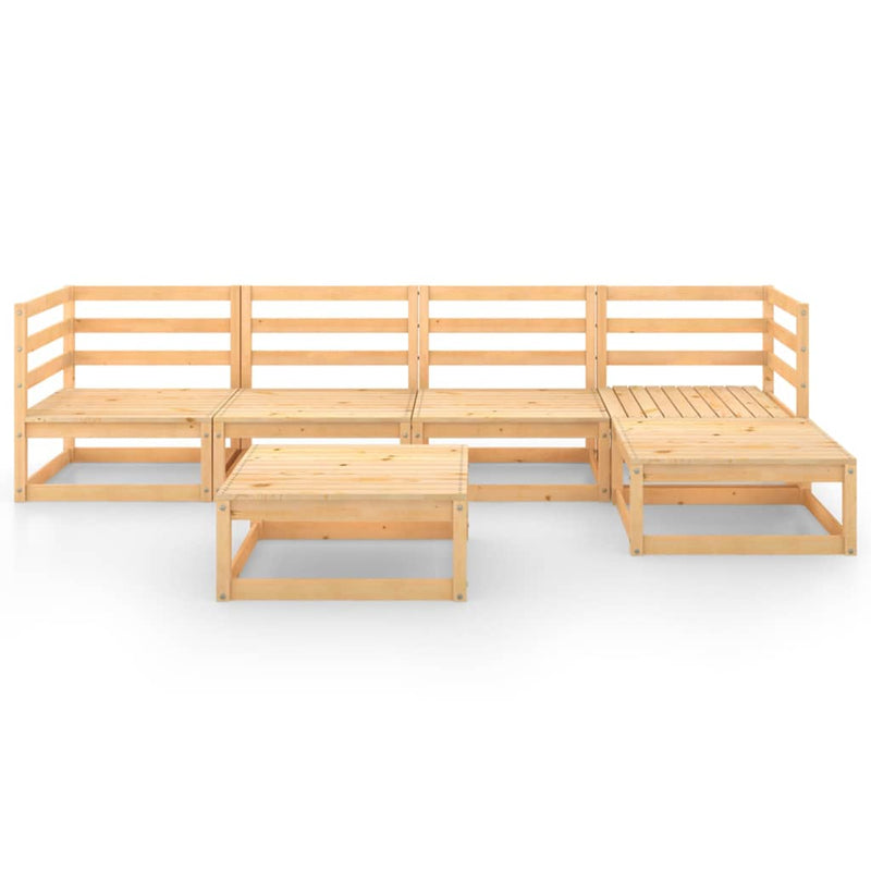 6 Piece Garden Lounge Set Solid Pinewood