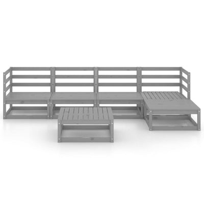 6 Piece Garden Lounge Set Grey Solid Pinewood