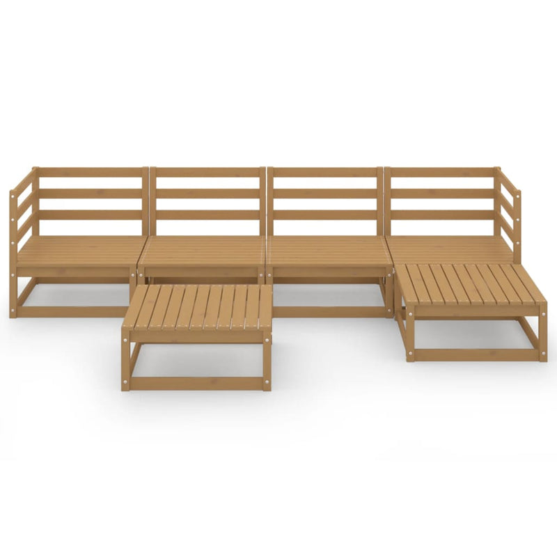 6 Piece Garden Lounge Set Honey Brown Solid Pinewood