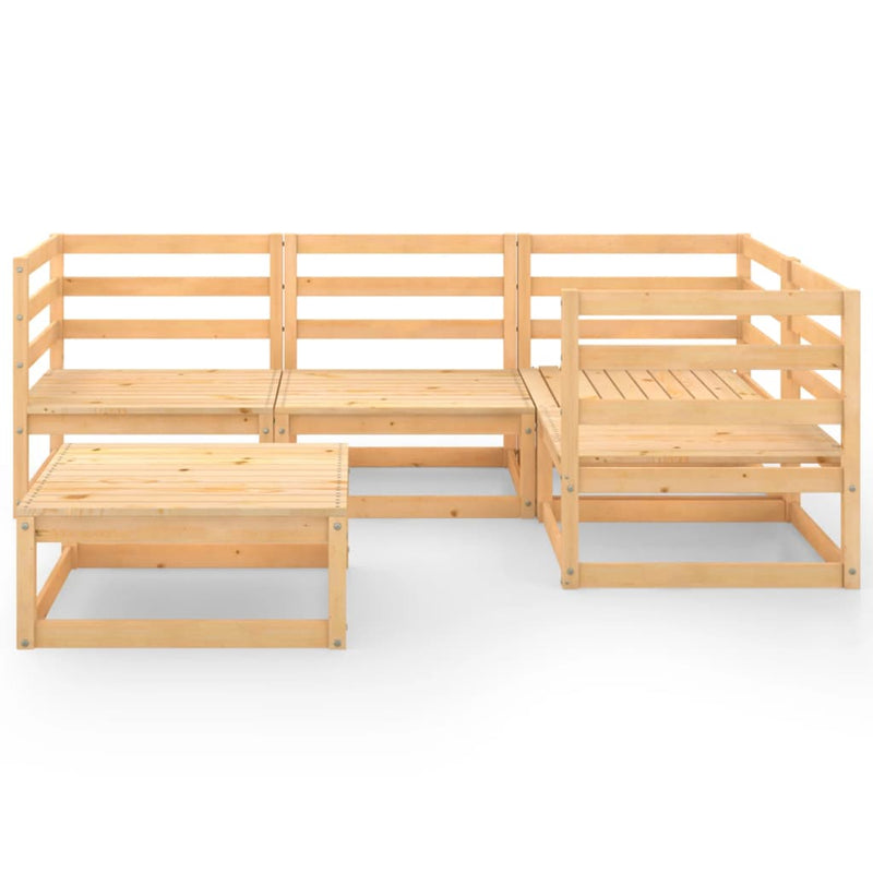 5 Piece Garden Lounge Set Solid Pinewood