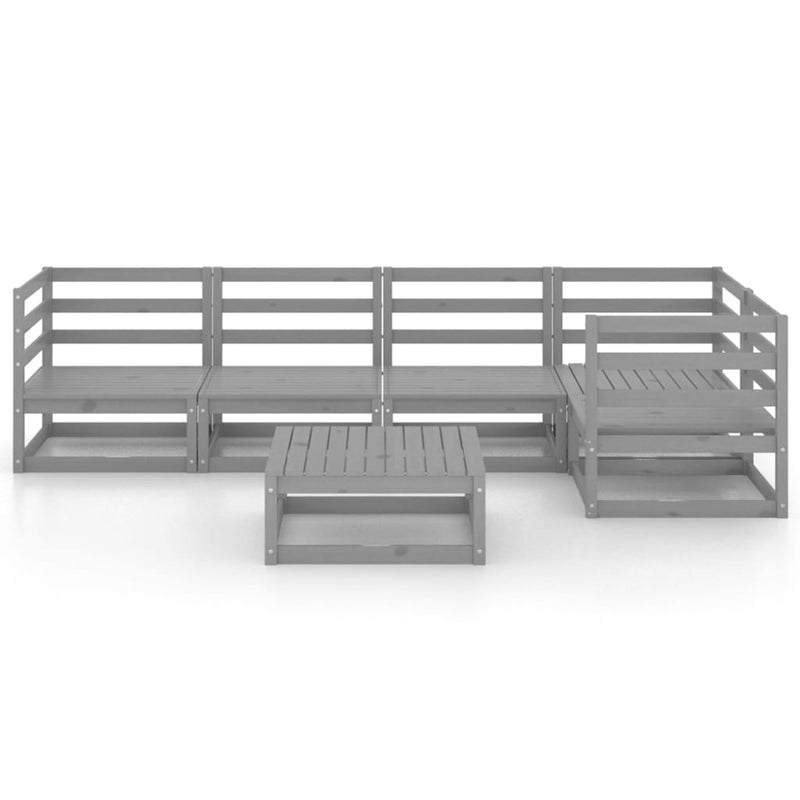 6 Piece Garden Lounge Set Grey Solid Pinewood