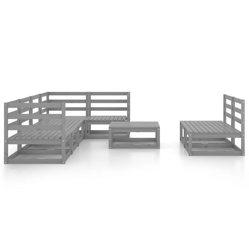 8 Piece Garden Lounge Set Grey Solid Pinewood