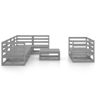 8 Piece Garden Lounge Set Grey Solid Pinewood