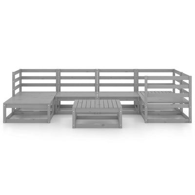 7 Piece Garden Lounge Set Grey Solid Pinewood