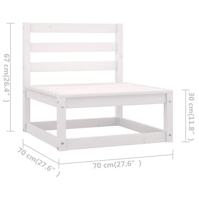 7 Piece Garden Lounge Set White Solid Pinewood