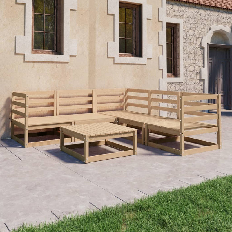 6 Piece Garden Lounge Set Solid Pinewood