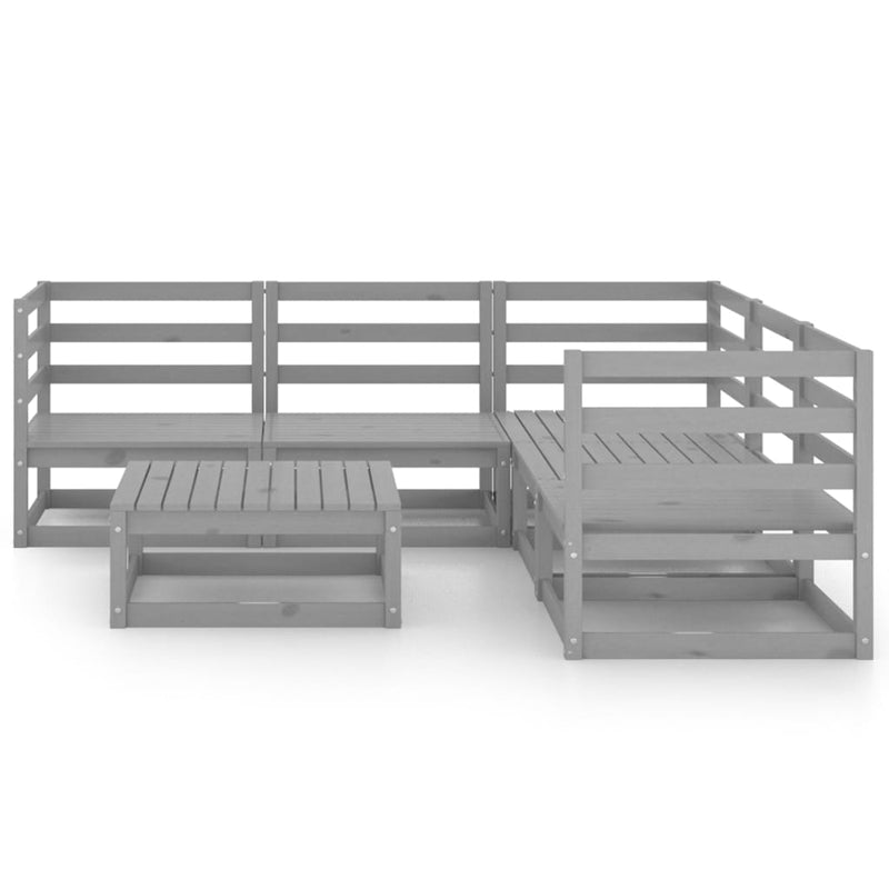 6 Piece Garden Lounge Set Grey Solid Pinewood