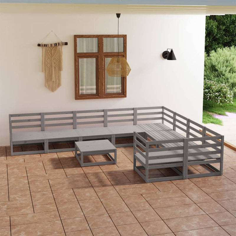 10 Piece Garden Lounge Set Solid Pinewood